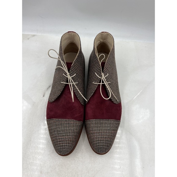 Alton Lane Boots Mens Size 10 Burgundy Suede Tweed Chukka Lace Up Dress Shoes main image 7